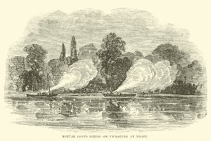 Botes de mortero disparando a Vicksburg por la noche, julio 1862 de American School