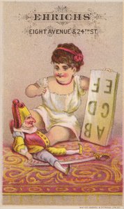 Mr Punch con Alfabeto y Niña Joven de American School