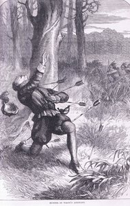 Asesinato del asistente de White, ilustración de la Historia de los Estados Unidos de Cassell, pub. por Petter & Galpin c.1890 de American School