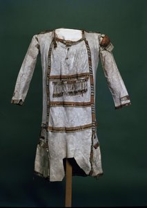 Camisa de piel hasta la rodilla de nativo americano (piel de caribú) de American School