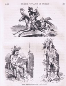 Tipos de Indios Norteamericanos (1640s), ilustración de la Historia de los Estados Unidos de Cassell publicada por Petter & Galpin c.1890 de American School