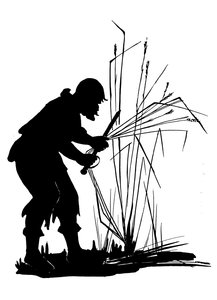 Una de las siluetas de Robinson Crusoe (litografía)
