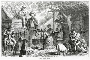 Vida al Aire Libre, ilustración para una historia destacada, Una Comunidad de Marginados, de Appletons Journal, 23 de marzo de 1872 de American School