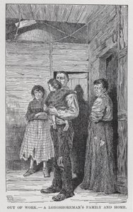 Sin trabajo, la familia y el hogar de un estibador (litografía) de American School