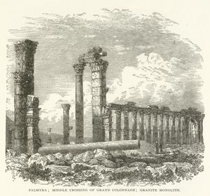 Palmira; cruce medio de la Gran Columnata; Monolito de Granito
