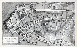 Parte del mapa más pequeño de Bernard Ratzer de la ciudad de Nueva York de American School