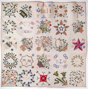 Colcha de Patriota y Flor, c.1860 de American School