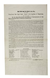 Liga Estatal de Derechos Iguales de Pensilvania, Memorial de la Liga Estatal de Derechos Iguales de Pensilvania, a la Legislatura de Pensilvania, 20 de enero 1865 de American School