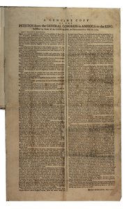 Petición del Congreso General en América al Rey, Congreso Continental, 26 de octubre de 1774 de American School
