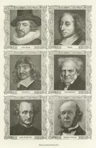 Filósofos, Lord Bacon, Pascal, Descartes, Schopenhauer, John Stuart Mill, Herbert Spencer de American School