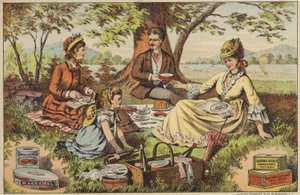 Picnic junto al agua, disfrutando de pescado enlatado de American School