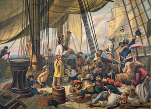 Piratas intentando engañar a un barco de la Marina de EE.UU. haciéndose pasar por un buque mercante inocente