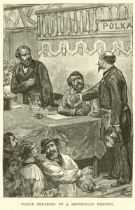 La policía disolviendo una reunión republicana de American School