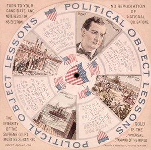 Lecciones de objetos políticos, cartel de campaña presidencial estadounidense para William McKinley c.1897