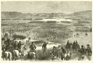 Posición del Ejército Confederado cuando se anunció la rendición, abril 1865 de American School