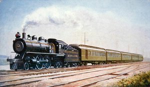 Postal del Empire State Express No.999 del New York Central & Hudson River Railroad de American School