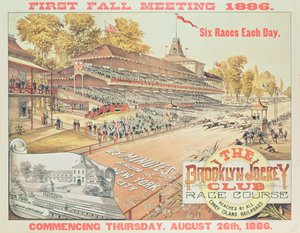 Cartel publicitario del Hipódromo del Club de Jockey de Brooklyn, 1886