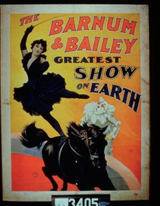 Póster publicitario del Mayor Espectáculo del Mundo de Barnum y Bailey