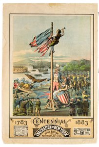 Póster publicitario del Centenario de la Evacuación de Nueva York por los Británicos el 25 de noviembre de 1783, 1883