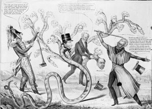 El presidente Andrew Jackson (1767-1845) matando a la Hidra