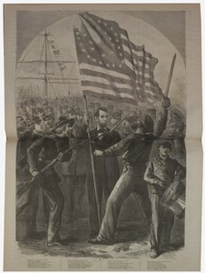 El presidente Lincoln involucrándose en la Batalla de Fort Stevens, ilustración de "Harper