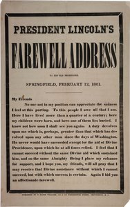 Discurso de despedida del presidente Lincoln a sus antiguos vecinos, Springfield, 12 de febrero de 1861