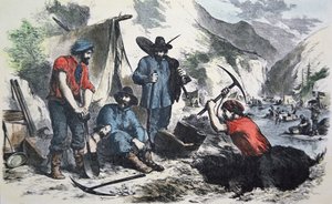 Buscadores durante la Fiebre del Oro de California de 1849 de American School