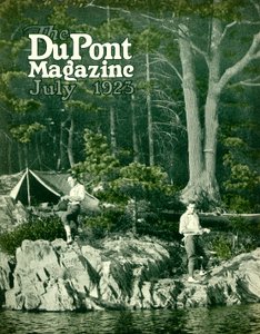Pyralin va a pescar, portada de la revista DuPont, julio 1923 de American School