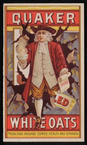 Quaker Oats, anuncio de finales del siglo XIX o principios del XX (chromolitho) de American School