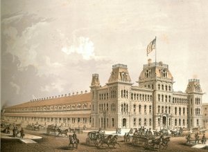 Estación de tren, de Chicago Illustrated, con descripciones literarias de James W. Sheahan, publicado por Jevne & Almini, Chicago, 1866-67