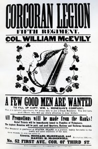 Póster de reclutamiento para la Legión Corcoran, 1862 (papel impreso)