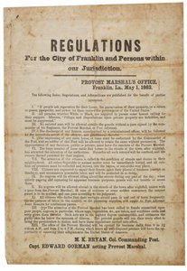 Regulaciones para la ciudad de Franklin, 1 de mayo de 1863 de American School