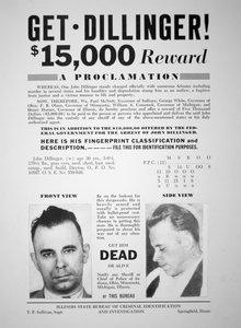 Cartel de recompensa para John Dillinger