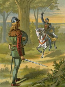 Robin Hood detiene al caballero en armadura negra de American School