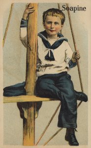 Niño marinero sentado en el aparejo de American School