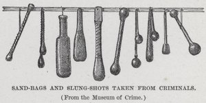 Sacos de arena y garrotes tomados de criminales (litografía) de American School