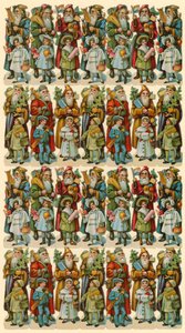 Papá Noel con niños, hoja de figuras de American School