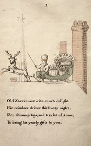 Santeclaus con trineo y renos, de El amigo de los niños publicado en 1821