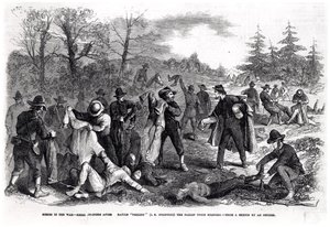 Escenas en la guerra: Soldados rebeldes después de la batalla 