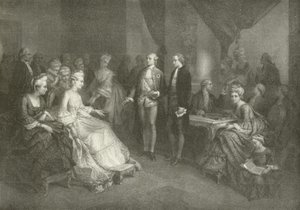 Schiller presentado a la Princesa de Saxe Weimar (grabado) de American School