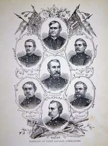 Siete retratos de comandantes de caballería prominentes del Ejército de la Unión