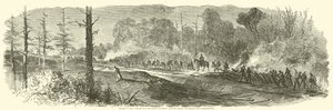El ejército de Sherman destruyendo el ferrocarril de Macon entre Rough y Ready y Jonesborough, agosto de 1864 de American School