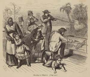 Disparando a los caimanes (grabado) de American School
