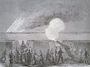 Sitio de Charleston, la ciudad ardiendo bajo bombardeo, 3 de enero de 1864, de Harper