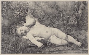 Amor durmiente, tarjeta comercial para el libro de Godey de American School