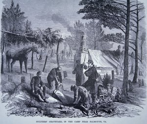 Cementerio de soldados en el campamento cerca de Falmouth, Virginia (litografía) de American School