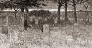 Tumbas de soldados en el cementerio nacional de Arlington, condado de Arlington, Virginia, en el siglo XIX, de "The Century Illustrated Monthly Magazine", publicado en 1884 (grabado). de American School