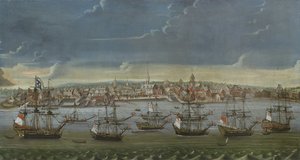Vista del sureste de la ciudad de Nueva York, c.1756-7 de American School
