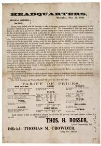 Orden especial no. 357 publicando precios de alimentos para prevenir la especulación, 23 de mayo de 1862 de American School