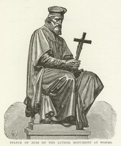 Estatua de Huss en el Monumento a Lutero en Worms de American School